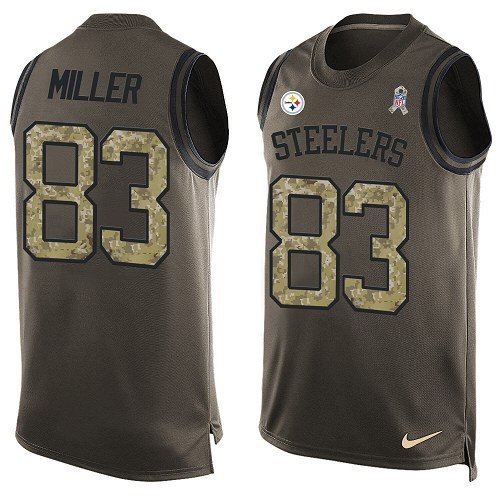 Men's Limited Heath Miller Nike Jersey Green - #83 Salute to Service Tank Top NFL Pittsburgh Steelers